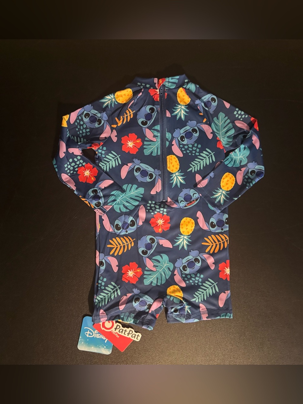 Patpat Disney Stitch Tropical Long Sleeve Rash Guard 12M-18M Swimsuit. New.
